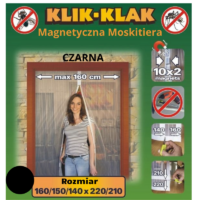 Moskitiera magnetyczna do drzwi czarna 160x210/220 Z9-0036